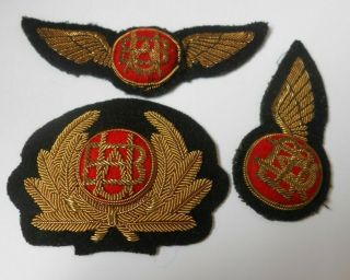 British United Airways Bullion Pilot & Half Wing,  Cap Badge 3 Items Obsolete