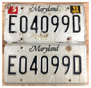 Maryland 1993 Dump Truck License Plate Pair E04099d