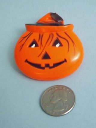 Vintage Halloween Hard Plastic Pumpkin Head Clicker Noisemaker