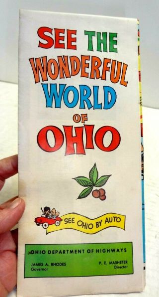 Vintage Road Map Wonderful World Of Ohio 1966 Cartoon Graphics Wow