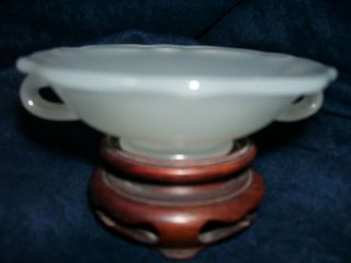 Antique/vintage Asian White Opaline Miniature Bowl With Stand