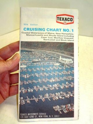 Vintage Texaco Cruising Chart Map 1 Coastal Water Maine Nantucket Nh Ma Ri 1974