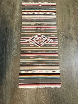 Vintage Mexican Serape Saltillo Wool Blanket Rug - Stunning Colors