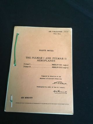 Pilots Notes For The Fulmar 1 And 2 Merlin Engines - Air Publication 1760a - 1942