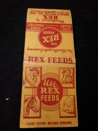 Vintage Matchbook Cover Advertising Rex Feeds Grain And Milling Co.  Buffalo Ny