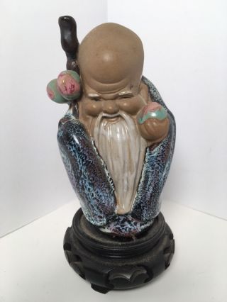 Chinese Mudman Shou Xing God Of Longevity Figurine Statue Home Decor 5 "
