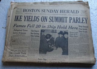 March 22,  1959 Boston Sunday Herald Newspaper (poor) Ike,  Space,  Sports