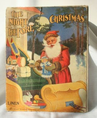 Antique 1911 Linen Book The Night Before Christmas Gabriel Santa Claus No.  504