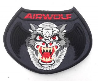 Airwolf Tv Series " Wolf " Logo 4.  75 " Black Patch - Mailed From Usa (awpa - Wolf - Black