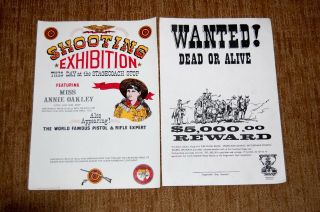 Old West Posters.  Annie Oakley.  Wanted Dead Or Alive Stagecoach Robbers.
