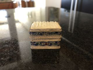 Vintage Chinese Pill Box W/ Carved White Jade Lid