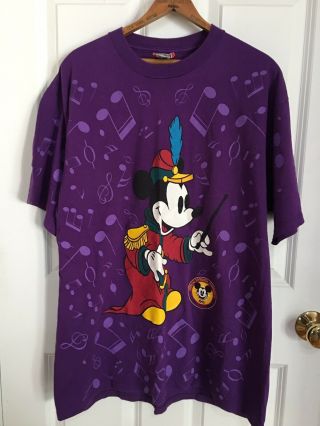 Vtg Disneyland 1993 Disneyana Convention Purple Disney Mickey Music T Shirt L Xl