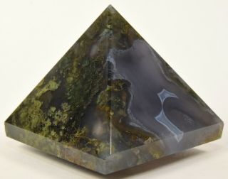2.  7 " Green Moss Agate Pyramid Polished Gemstone Crystal Mineral Specimen - India