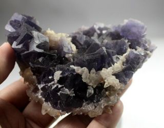218 Grams Purple Fluorite With Dog Tooth Calcite Specimen From Pk