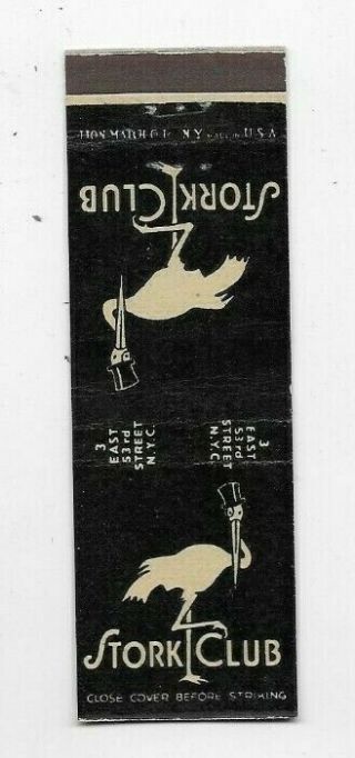 Vintage Matchbook Cover Stork Club York Ny A1923