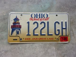 Ohio 2000 Lighthouse Erie.  License Plate 122 Lgh