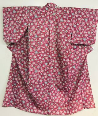 Vintage Pink Color Kimono Decorated With Flowers 466