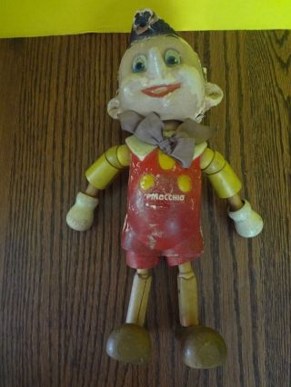 Vintage Walt Disney Jointed Pinocchio Figurine Ideal Toy And Novelty Co.