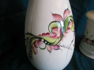 Lucille Watkins Vintage Ceramic Hand Painted Vase & Jar w/Lid,  SIgned 3