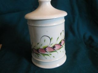 Lucille Watkins Vintage Ceramic Hand Painted Vase & Jar w/Lid,  SIgned 8