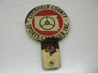 Rare Litchfield County Sports Car Club Inc License Plate Topper Badge