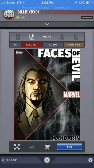 Topps Marvel Collect App - Faces Of Evil Mandarin Wave 3 - Motion & Static Cards