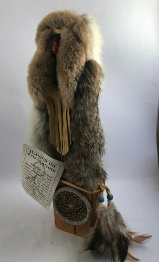 3 Native American Figures Real Fur & Leather 1 Signed by Karen Blanchard 3