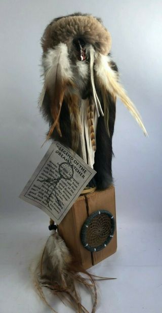 3 Native American Figures Real Fur & Leather 1 Signed by Karen Blanchard 5