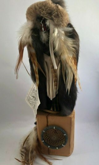 3 Native American Figures Real Fur & Leather 1 Signed by Karen Blanchard 6