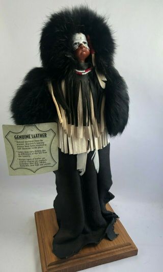3 Native American Figures Real Fur & Leather 1 Signed by Karen Blanchard 8