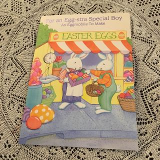 Vintage Greeting Card Easter Bunny Rabbit Easter Egg Shop Cut Out