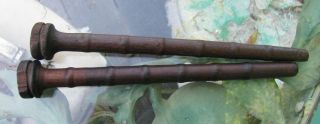 2 Vintage Wooden Industrial Spool Bobbin Spindle Primitive 8 1/2 Inches