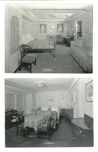 United States Lines Ss Leviathan Two Stunning Large Photos Of Interiors
