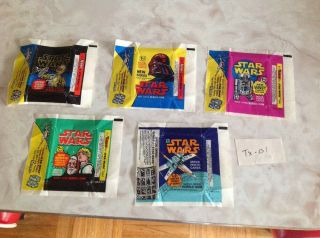 1977 Topps Star Wars Series 1,  2,  3,  4 & 5 Empty Wax Wrappers  Tx/01