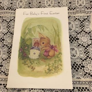 Vintage Greeting Card Baby First Easter Bunny Rabbits