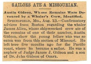 Vtg 1894 Springfield Mo Cannibalism Sailors Ate A Missourian Clipping Shipwreck