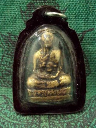 Statue Lp Tob Wat Chondan Magic Protection Old Pendant Real Thai Amulet Antique