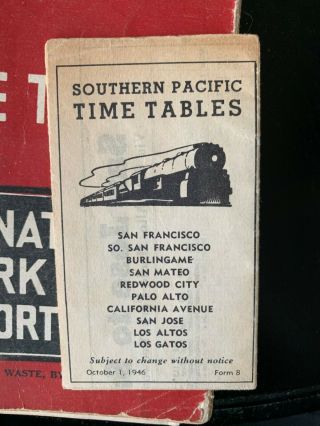 Southern Pacific Railroad San Francisco 1946 Commuter Timetable