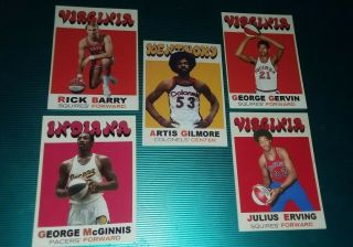 5 Aba 1971 Rc Style Custom Art Card Mcginnis Doc Giimore Gervin And Barry