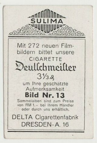 Greta Garbo Early 1930s Sulima Brand German Tobacco Card 13 Film Star E1 2
