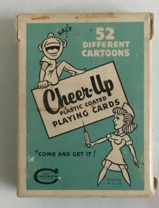 Vintage Old Stancraft Novelty Deck Of Hospital Cartoon 54 Coated Playing Cards