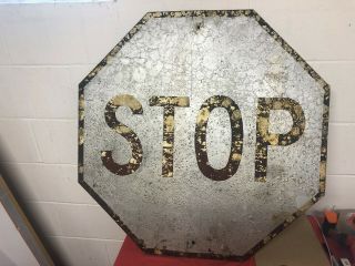 Vintage Silver,  Black And Gold Stop Sign 30 " X30 " Item
