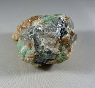 Brochantite and Galena in Quartz Mineral Specimen Blanchard Mine,  N.  M. 5