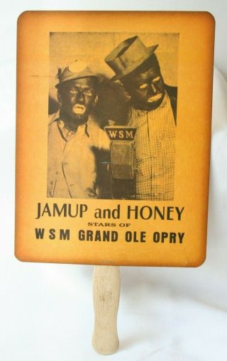 Advertising Fan Black Americana Wsm Radio Station Grand Ole Opry Jamup & Honey