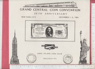 9753 Long Island Coin Club 1984 Anniversary Show Poster Nyc Empire State Bldg