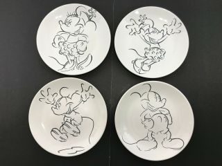 Mickey & Co.  Disney Gibson Overseas 4 Plates 11 " Etched Mickey Mouse Rare