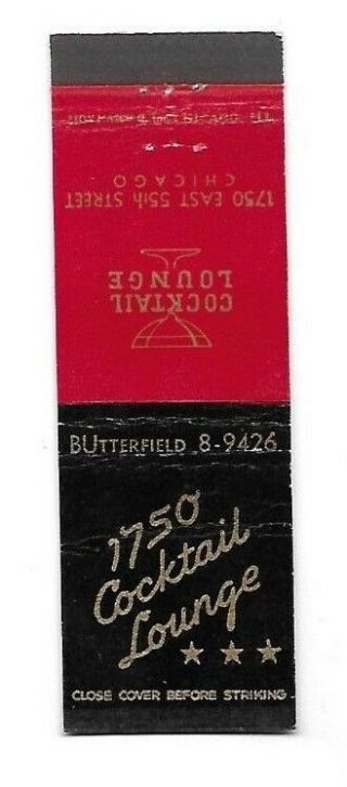 Vintage Matchbook Cover 1750 Cocktail Lounge Chicago Il S927