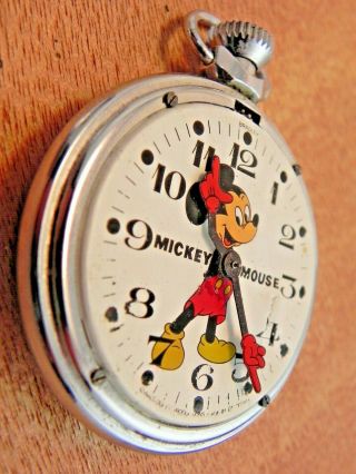Vintage Wind - Up Bradley Mickey Mouse Pocket Watch Or U - Fix