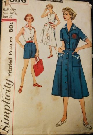 Vintage Sewing Patterns 1950s,  Simplicity,  Late 50s/ Early 60s Women 