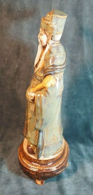 OLD CROW STONEWARE CHINESE MAN FIGURINE SIGNED 10 
